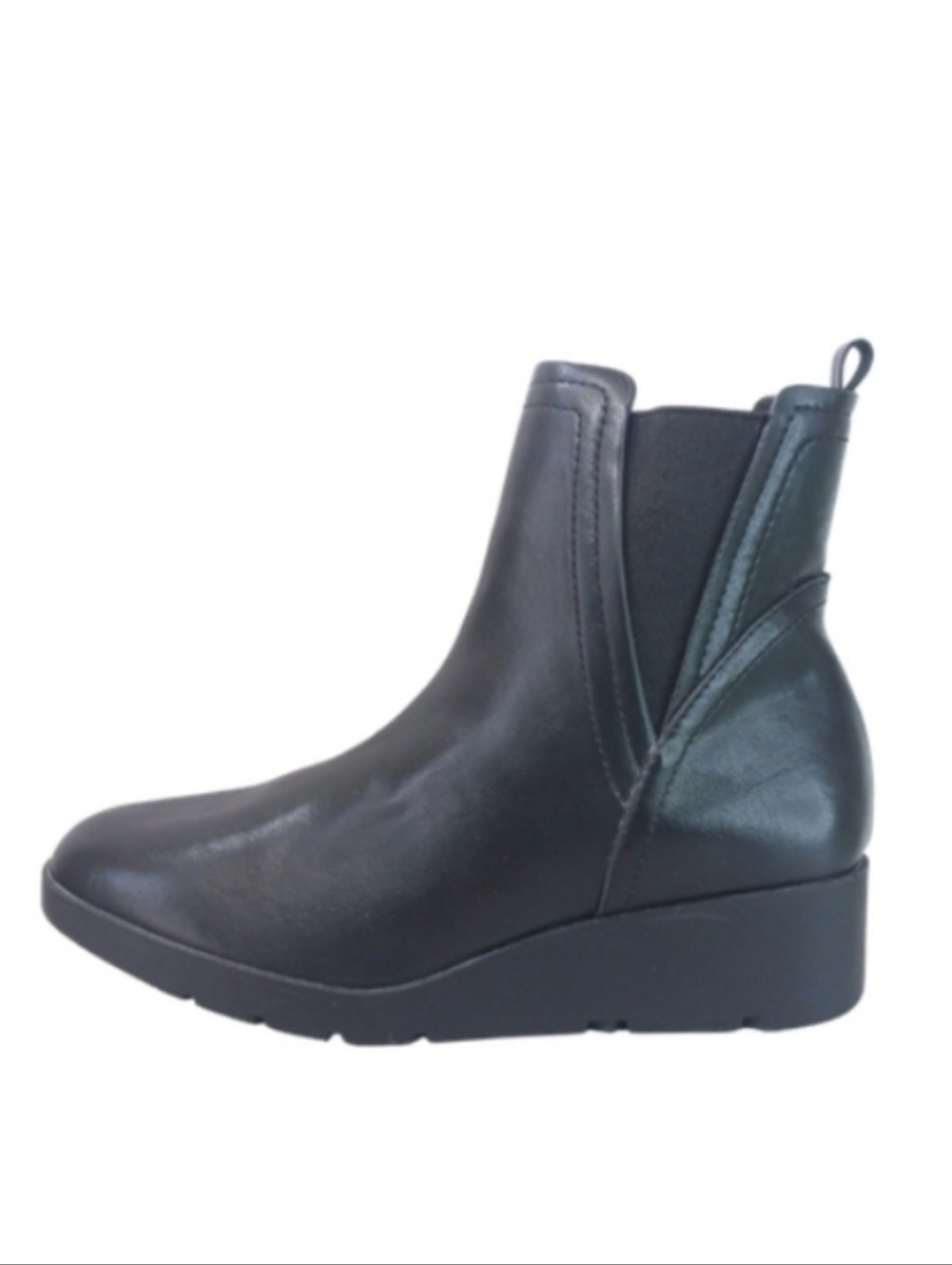 Taryn Rose Wedge Boots Women's 10 Black Leather Heeled Pull-on Casual Shoes